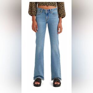 Levis 519 Low Rise Blue Stretch Flare Jeans Size 9L Tall Zip Fly Western Denim
